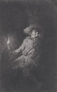 洞窟の男、1842年。 作： Charles Emile Jacque