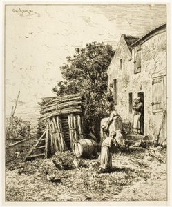素朴な住居 作： Charles Emile Jacque