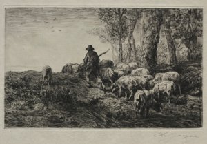 豚の群れ 作： Charles Emile Jacque