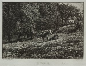 果樹園。 作： Charles Emile Jacque