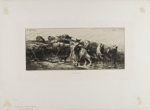牛の飲酒 作： Charles Emile Jacque