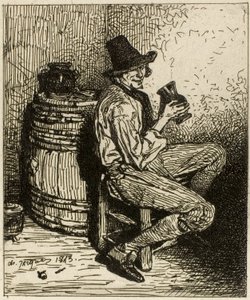 酒飲み 作： Charles Emile Jacque