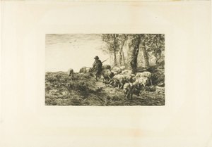 豚飼いと豚の群れ 作： Charles Emile Jacque