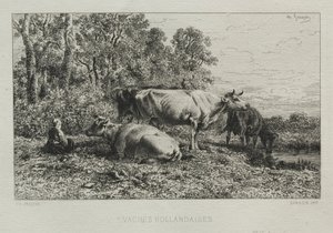 オランダ牛。 作： Charles Emile Jacque