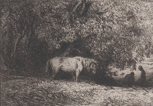 木の枝の下の馬、1846年。