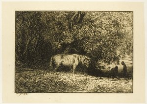 森の中の馬 作： Charles Emile Jacque