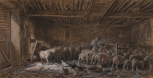 納屋の内部（ラ・ベルジュリー） 作： Charles Emile Jacque