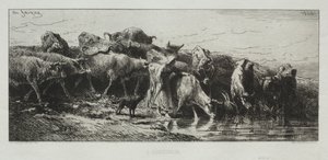 LAbreuvoir、1866。 作： Charles Emile Jacque