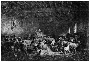 La Bergerie、羊飼い、1825-1890 1924。 作： Charles Emile Jacque