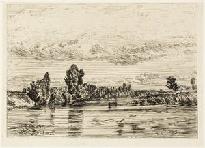 アニエール近郊の風景 作： Charles Emile Jacque