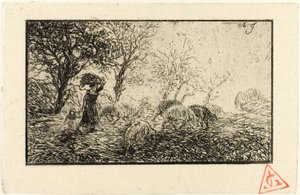 風景と動物 作： Charles Emile Jacque