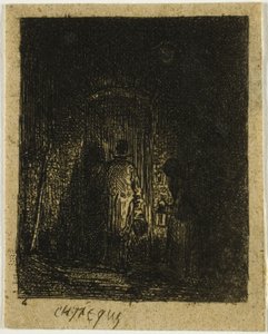 提灯を持つ男女 作： Charles Emile Jacque