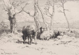 羊、1868年。 作： Charles Emile Jacque