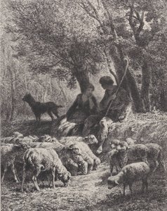 田園風景、1864年。 作： Charles Emile Jacque