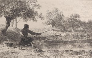 ベイトフィッシング、1864年。 作： Charles Emile Jacque
