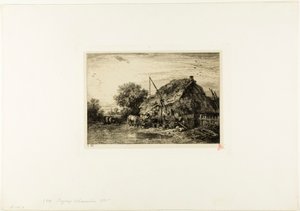 池のある農民の家 作： Charles Emile Jacque