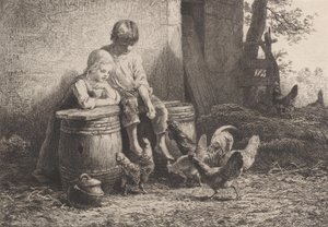 小さい、小さい!!、1864年。 作： Charles Emile Jacque