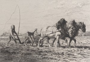 耕作、1864年。 作： Charles Emile Jacque