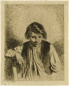 座っている少年 作： Charles Emile Jacque