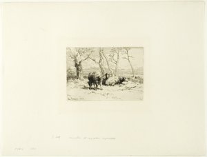 羊と五本の木 作： Charles Emile Jacque