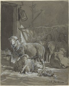 飼い葉桶の羊 作： Charles Emile Jacque