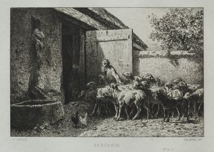 羊飼い 作： Charles Emile Jacque