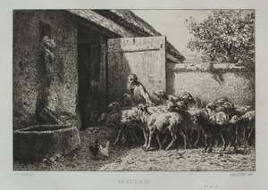 羊飼い。 作： Charles Emile Jacque