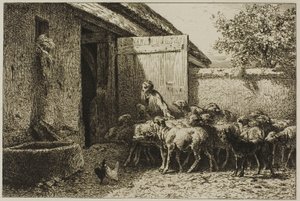 羊飼い 作： Charles Emile Jacque