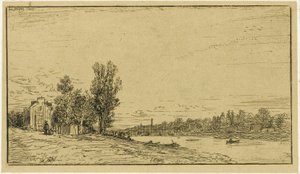 川のほとり 作： Charles Emile Jacque