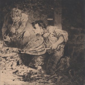 偽造者、1843年。 作： Charles Emile Jacque