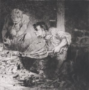偽造者、1843年。 作： Charles Emile Jacque