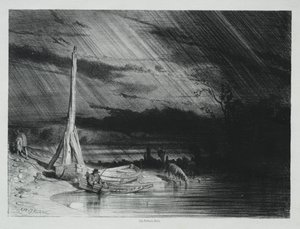漁師、雨天 作： Charles Emile Jacque