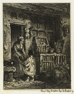 果物商人と子供 作： Charles Emile Jacque