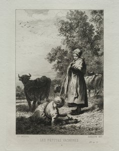 小さな牛飼い。 作： Charles Emile Jacque