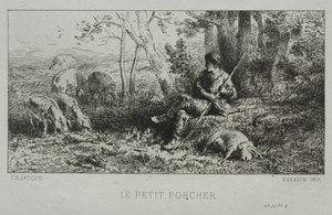 子豚の群れ 作： Charles Emile Jacque