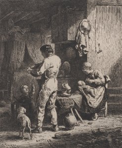 食事、1864年。 作： Charles Emile Jacque