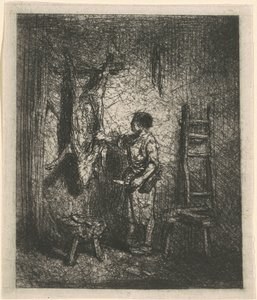豚の肉屋 作： Charles Emile Jacque