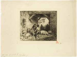 豚の屠殺者 作： Charles Emile Jacque