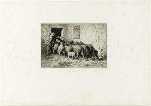 家に帰る羊 作： Charles Emile Jacque