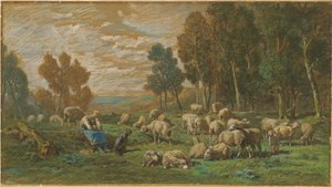 羊飼い 作： Charles Emile Jacque