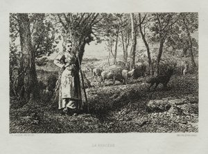 羊飼い 作： Charles Emile Jacque