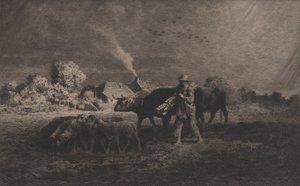 嵐、1865年。 作： Charles Emile Jacque
