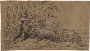 トリュフ採集者 作： Charles Emile Jacque