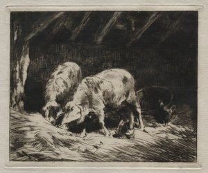 2つの豚。 作： Charles Emile Jacque