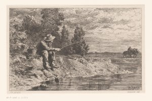 水上の漁師 ペシェ・オ・ガルドン 作： Charles Emile Jacque