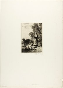 若い牛飼い 作： Charles Emile Jacque