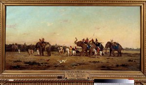 インディアンの狩猟シャルル・ド・トゥルヌミーヌ（1812-1872）の絵 作： Charles Émile de Tournemine