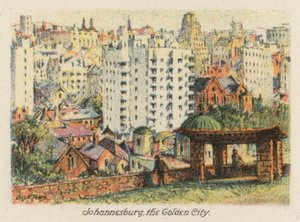 南アフリカ黄金都市ヨハネスブルグ（カラーリトグラフ）