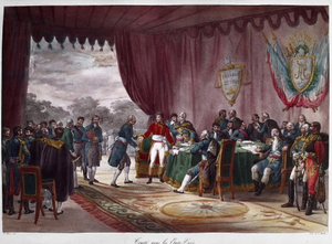 ジョセフ・ボナパルト（1768-1844）とアメリカの間で交わされた1800年9月30日のモルトフォンテーヌ条約の調印、アメリカへのルイジアナ州の売却 - Signature du Treat de Mortefontaine on 30-09-1800 フランス（代表：ジョセフ・ボ 作： Charles Etienne Pierre Motte