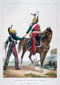 1823年、フランスの王室警備隊の連隊の制服。 作： Charles Etienne Pierre Motte